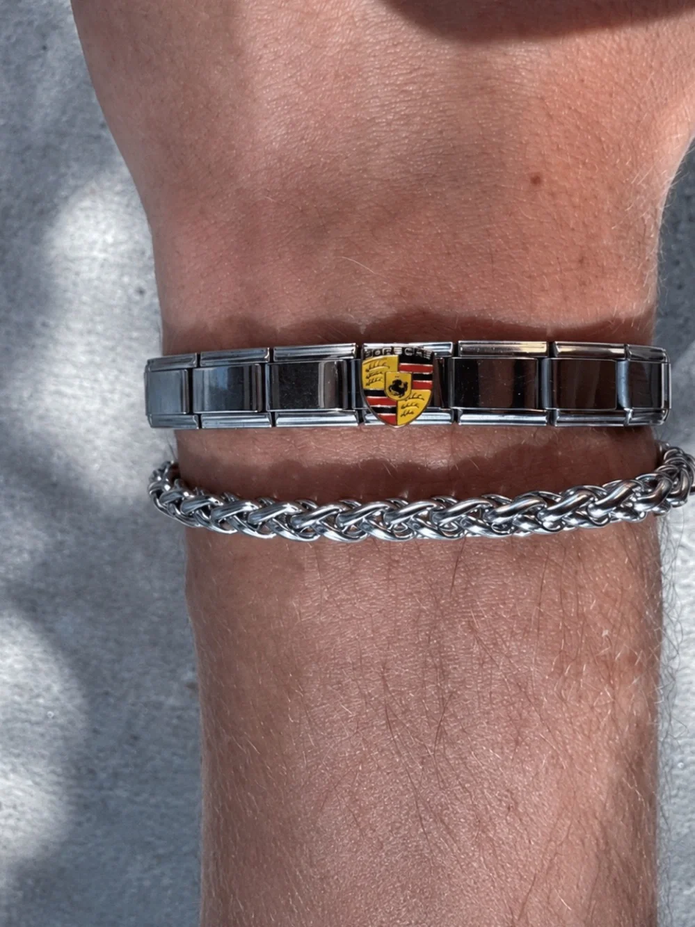 Porsche Crest Italian Charm Bracelet Stainless Steel Racing Motorsport One Size